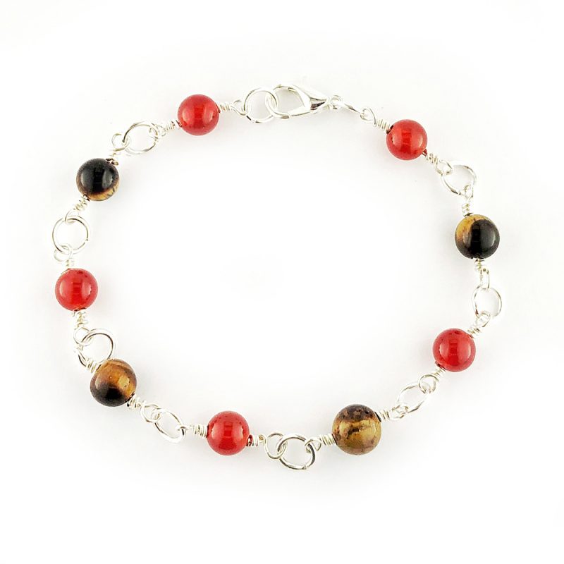 Semi-precious gemstone linked bracelet