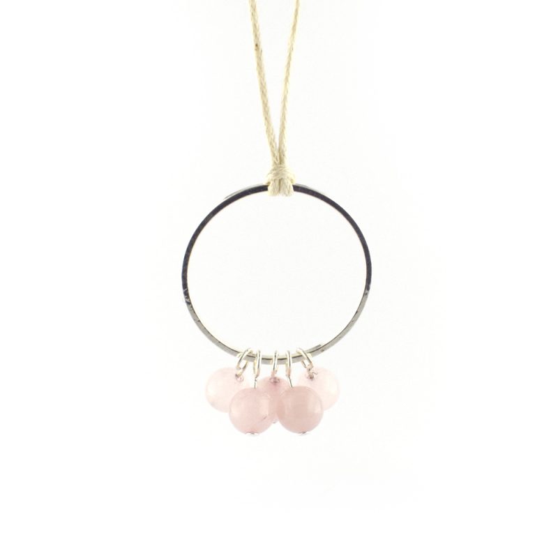 Semi precious Rose Quartz Cluster Necklace