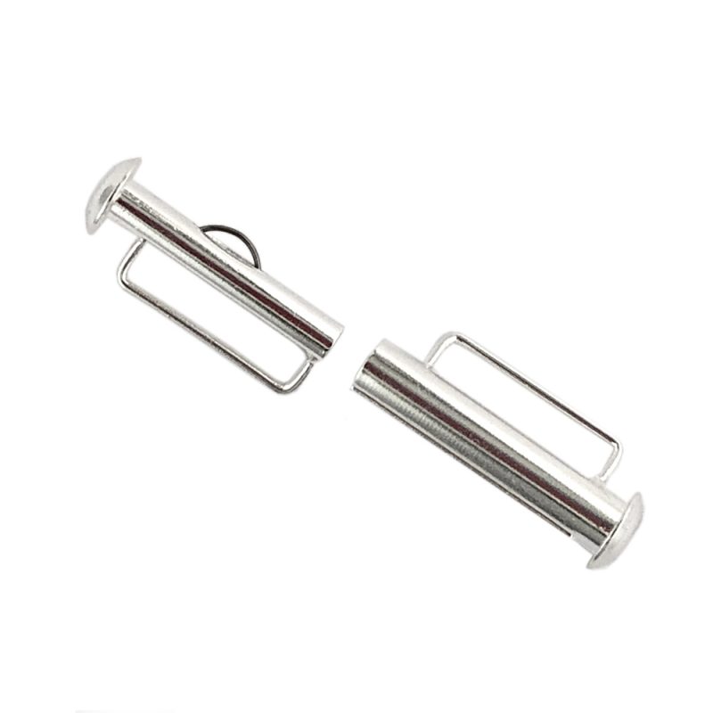 bar slide clasp silver plated