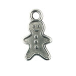 Gingerbread Man Charm Antique Silver