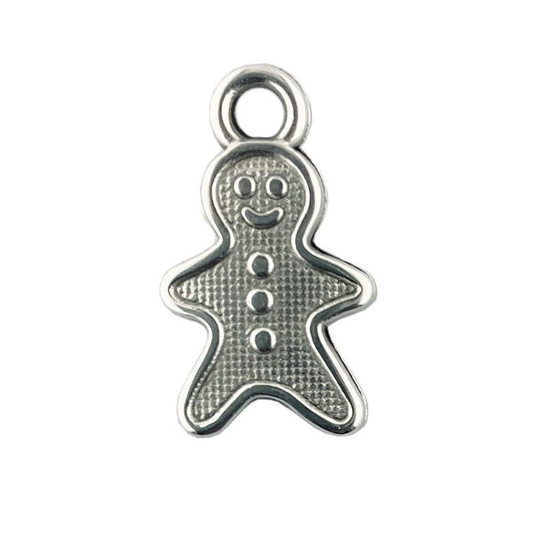 Gingerbread Man Charm Antique Silver
