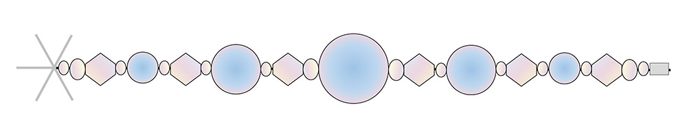 Snowflake decoration diagram showing bead placement