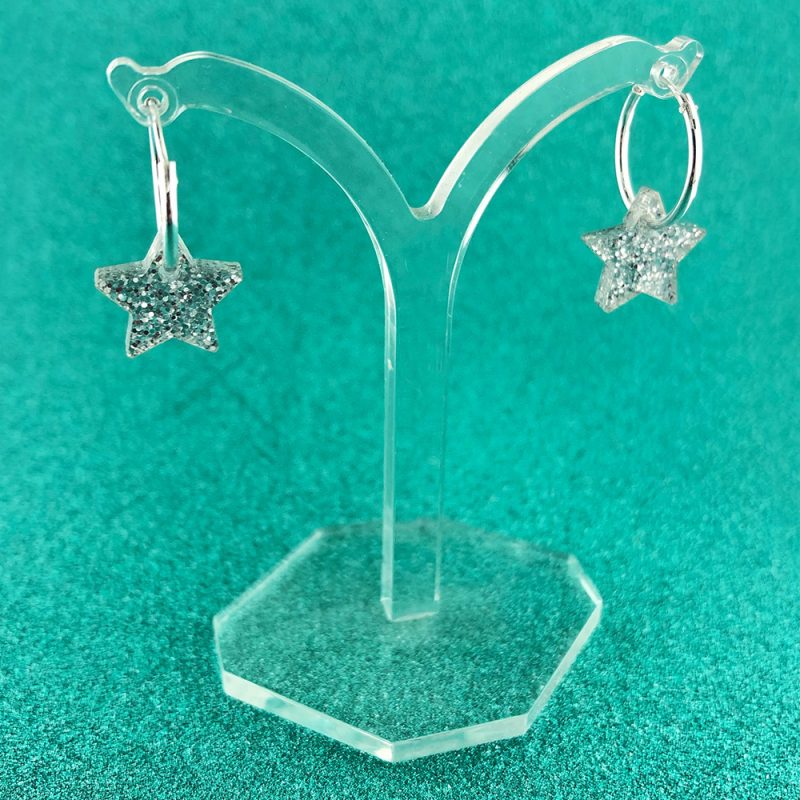 Glittery star hoop earrings