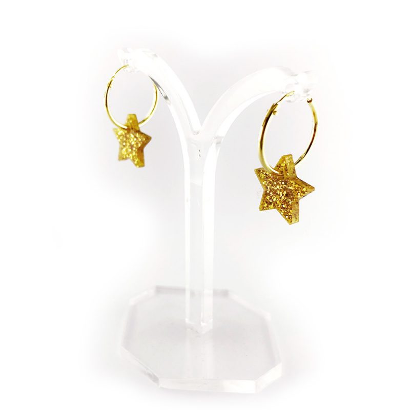 gold hoop earring with star decorations