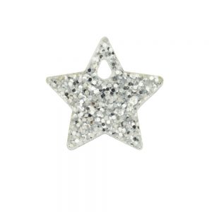 Small silver glittery acrylic star charm