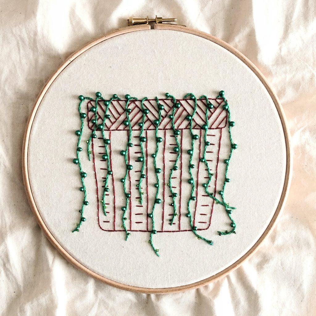 String of Pearls embroidery kit example