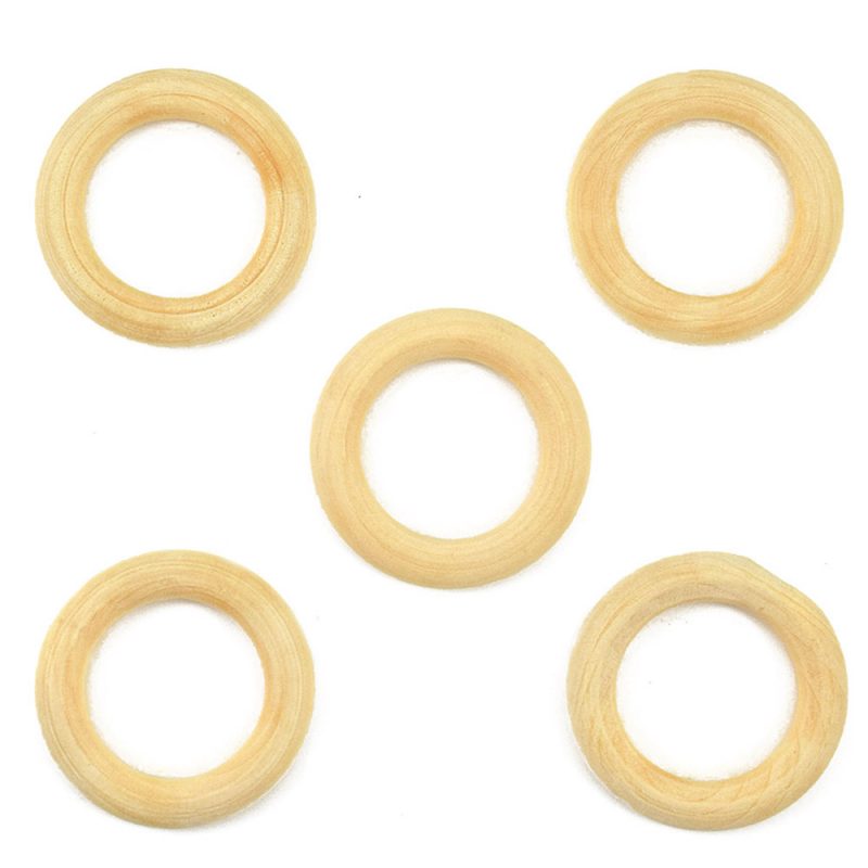 large 10cm wooden macrame ring 5 pack