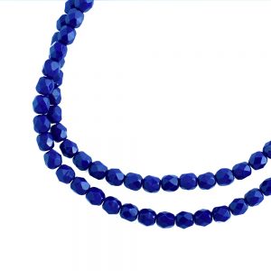 4mm navy blue faceted czech glass beads