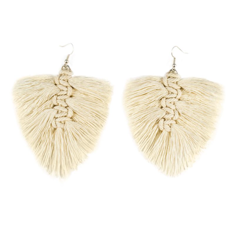 cream macrame feather earrings kit