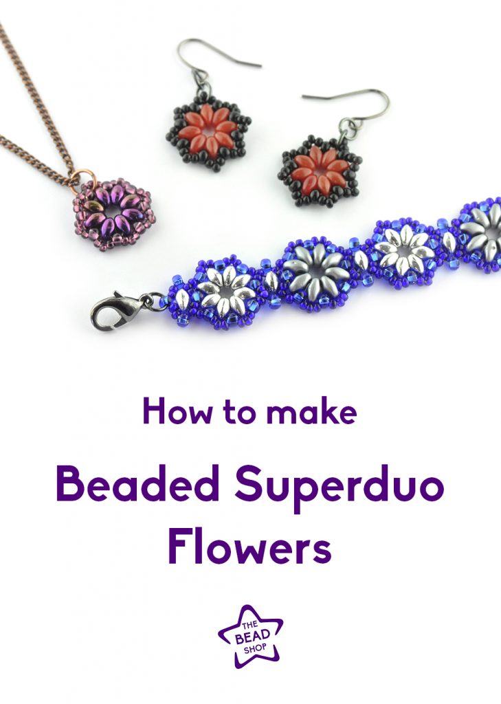 How to make beaded Superduo flowers tutorial