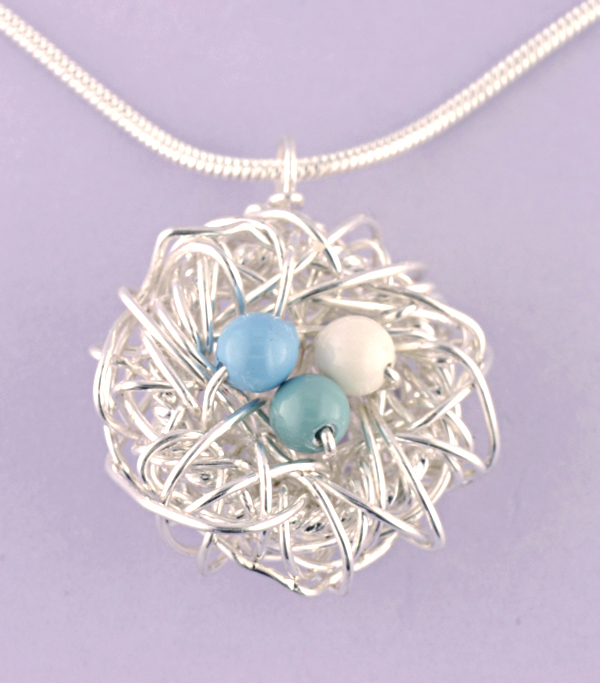 Amazon.com: Personalized bird nest pendant necklace with blue eggs, Kingman  turquoise, sterling silver nest, Argentium chain, Inspired by the American  Robin : Handmade Products