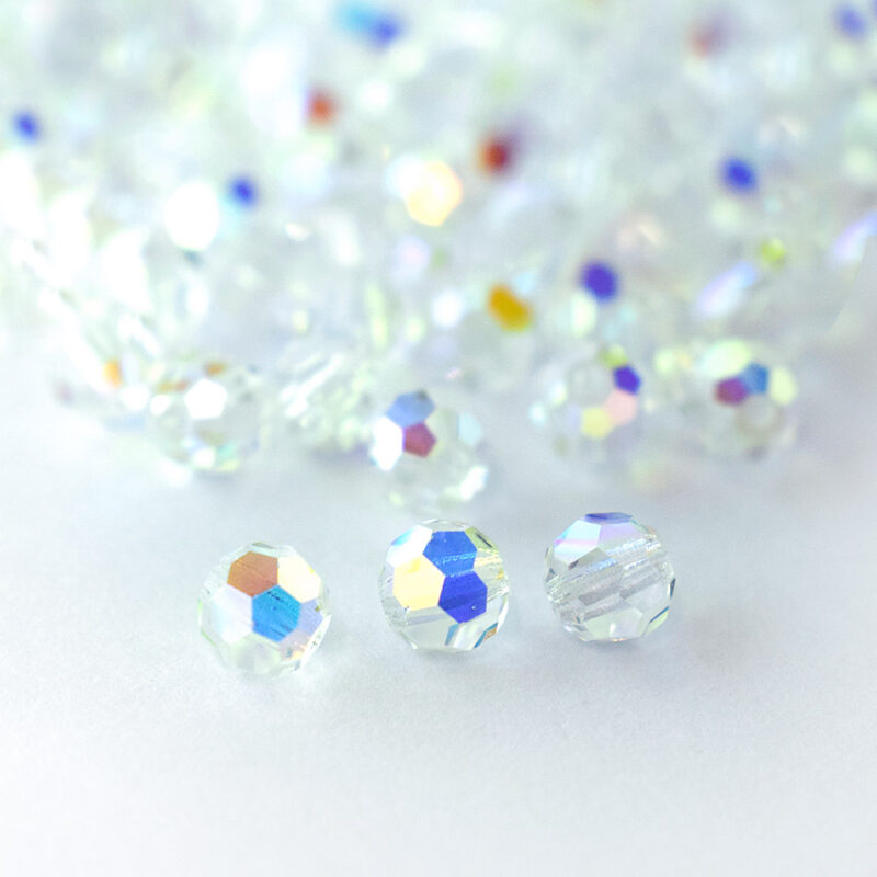 4mm Crystal AB Round Faceted Preciosa Crystal Bead