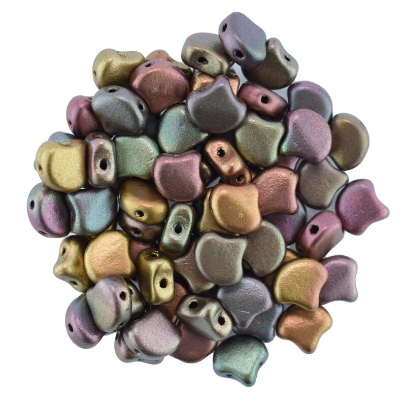 matubo 2 hole ginko bronze violet rainbow bead