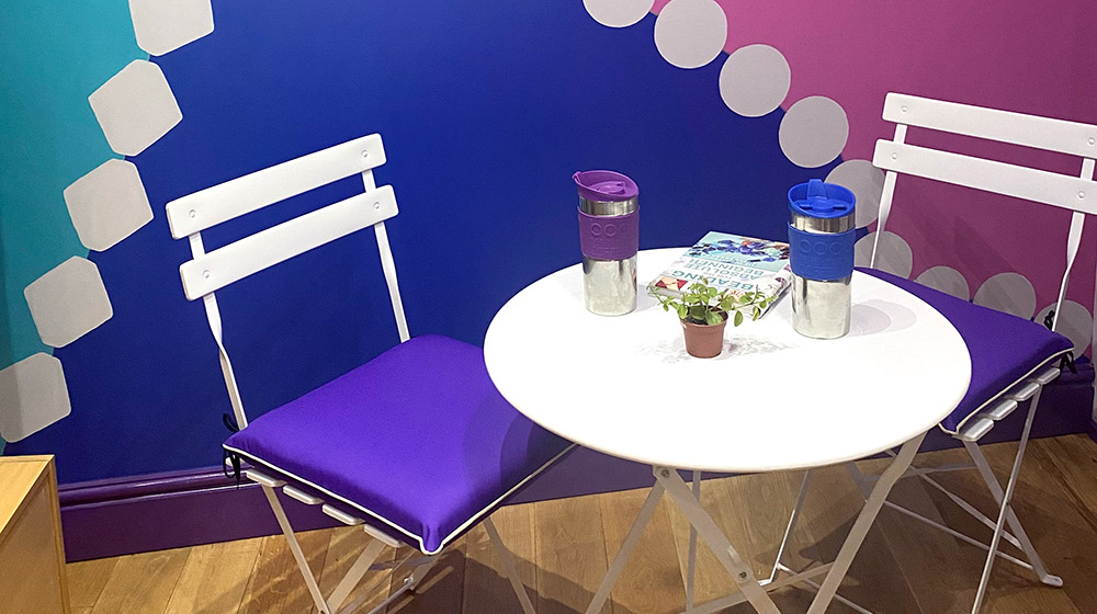 Table and chairs ready for our Cafe in The Bead Shop