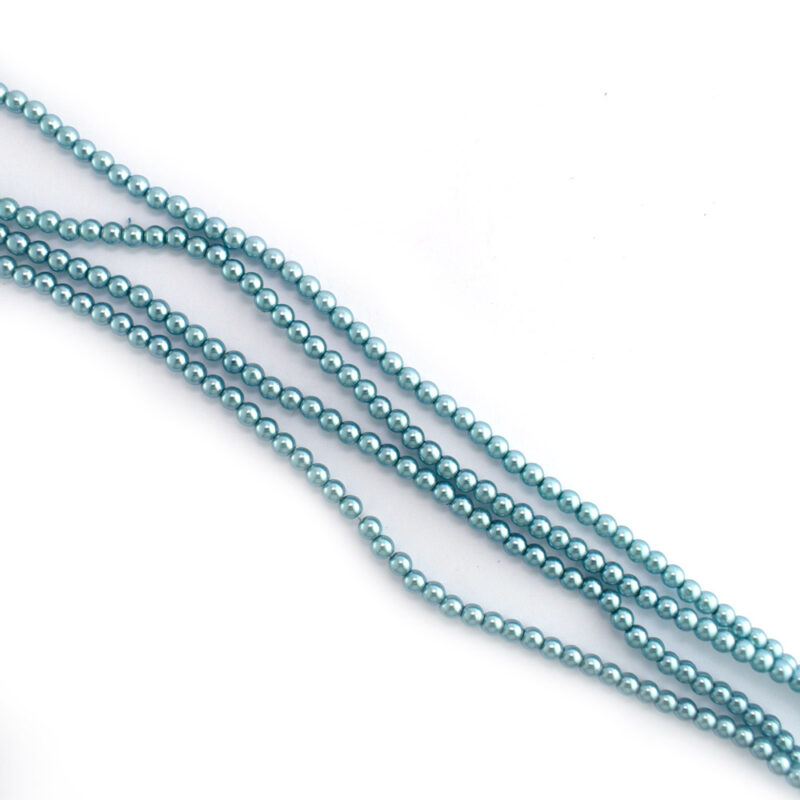 3mm teal czech glass pearl beads