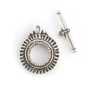 Antique silver sunburst toggle clasp from Tierracast