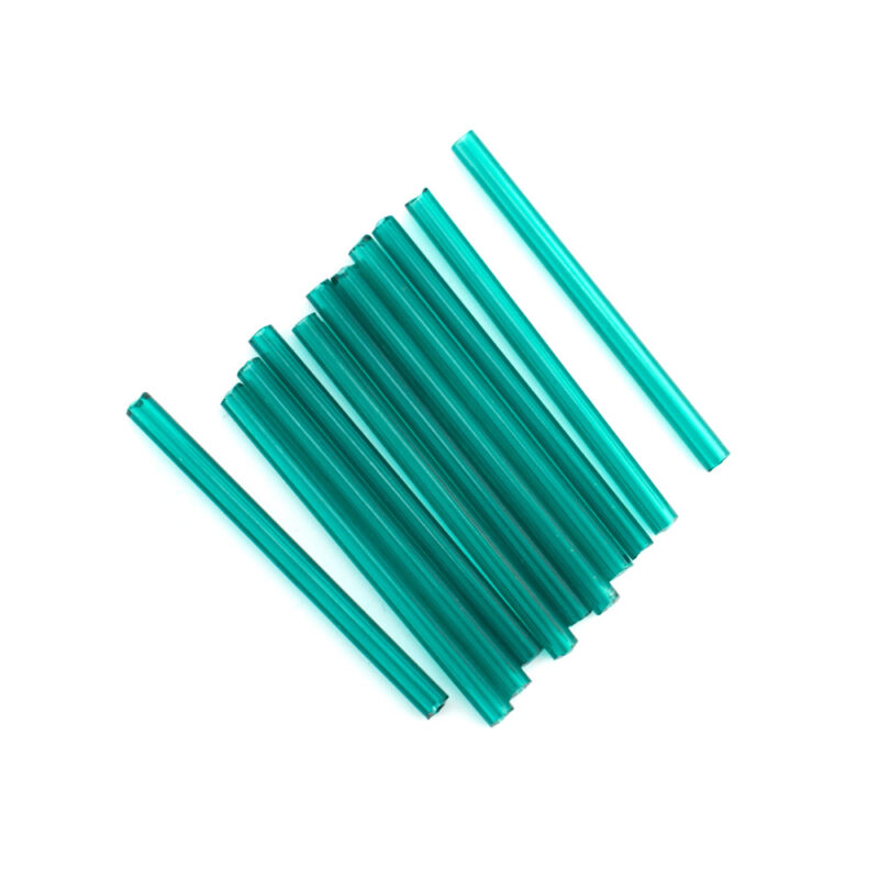 preciosa 40mm teal glass tube beads