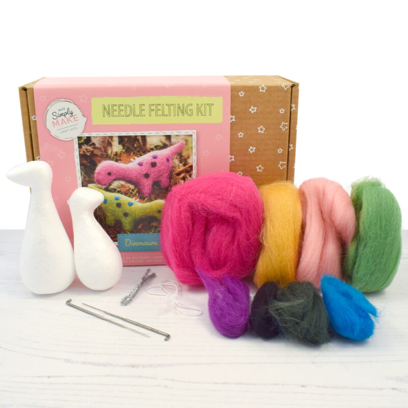 dinosaur needle felting kit contents