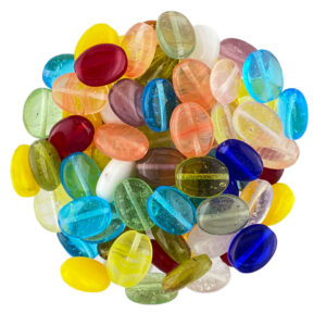 Czech Glass Beads Colourful flat oval glass beads