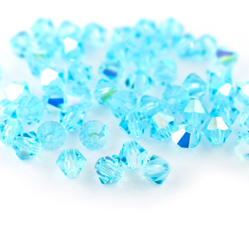 4mm Aqua Boho AB Bicone Preciosa Crystal Bead