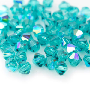 4mm Blue Zircon AB Bicone Preciosa Crystal Bead