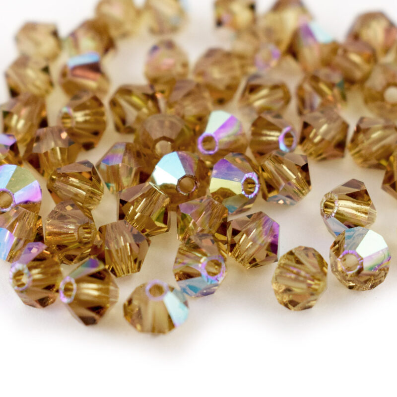 4mm Lt Col Topaz AB Bicone Preciosa Crystal Bead