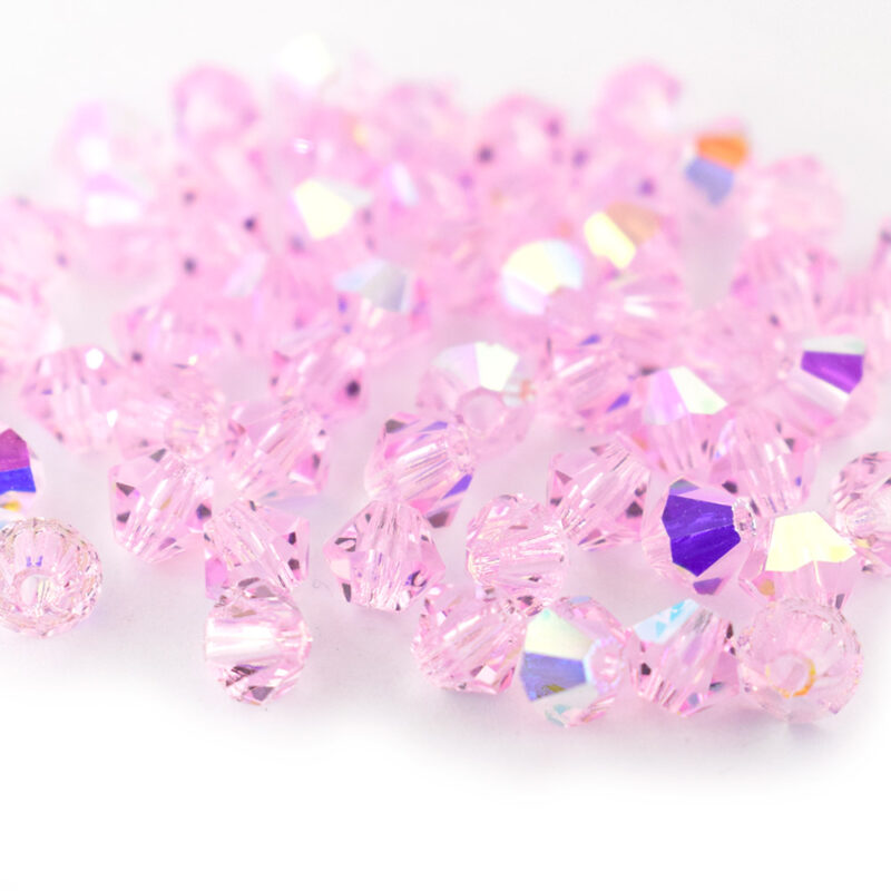 4mm Pink Sapphire AB Bicone Preciosa Crystal Bead