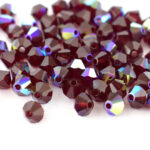 4mm Siam AB Bicone Preciosa Crystal Bead