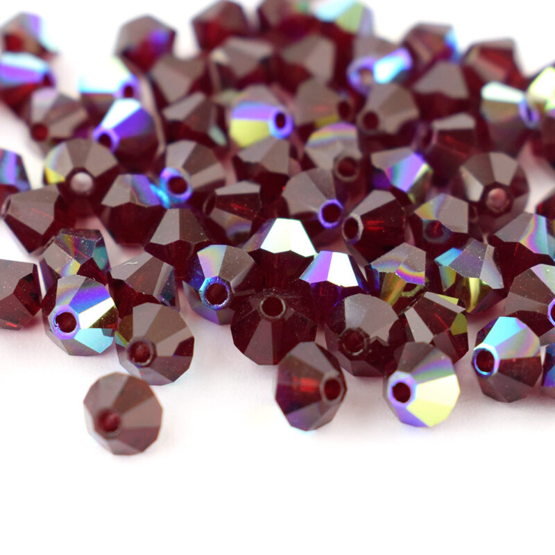 4mm Siam AB Bicone Preciosa Crystal Bead