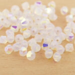 4mm White Opal AB Bicone Preciosa Crystal Bead