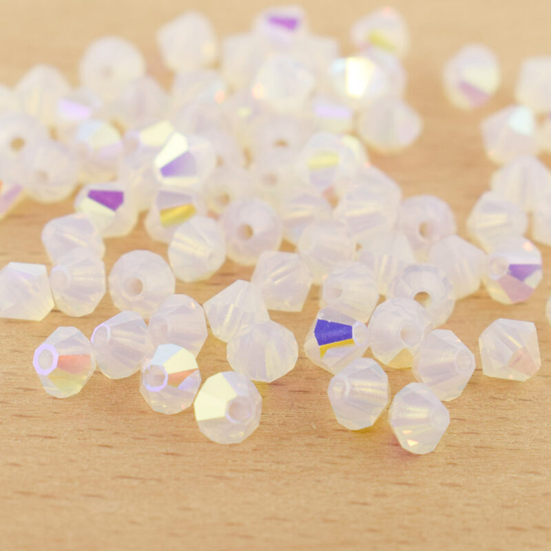 4mm White Opal AB Bicone Preciosa Crystal Bead