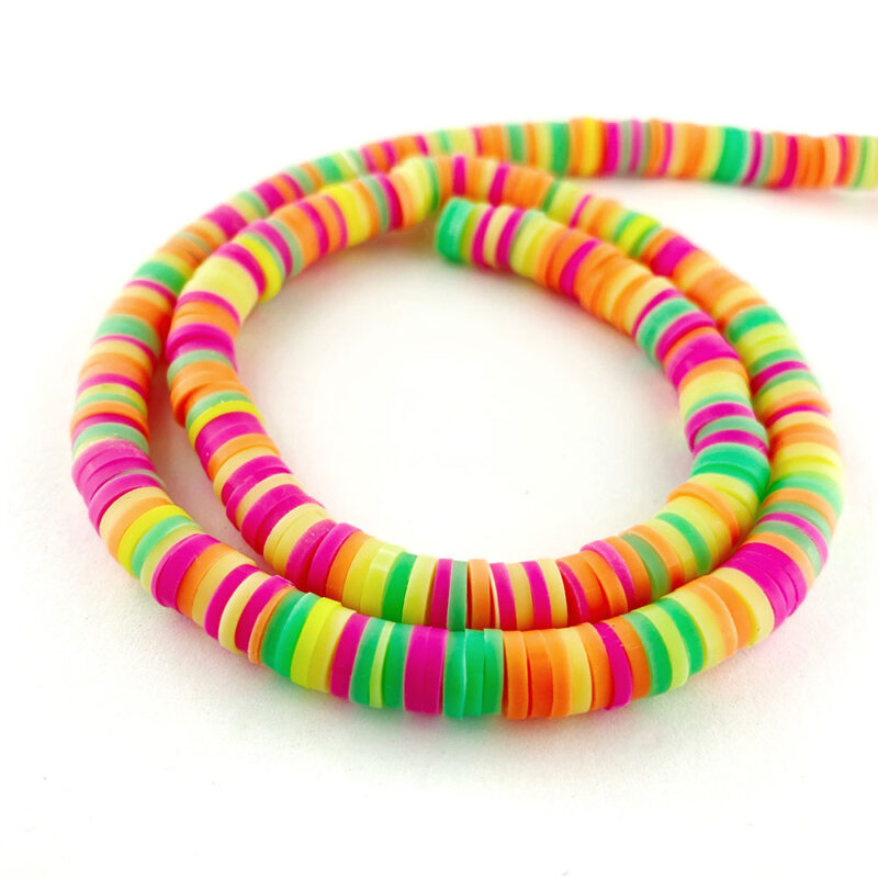 6mm Bright Mix Polymer Clay Spacer Beads close up