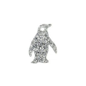 Acrylic Penguin Charm Silver Glitter