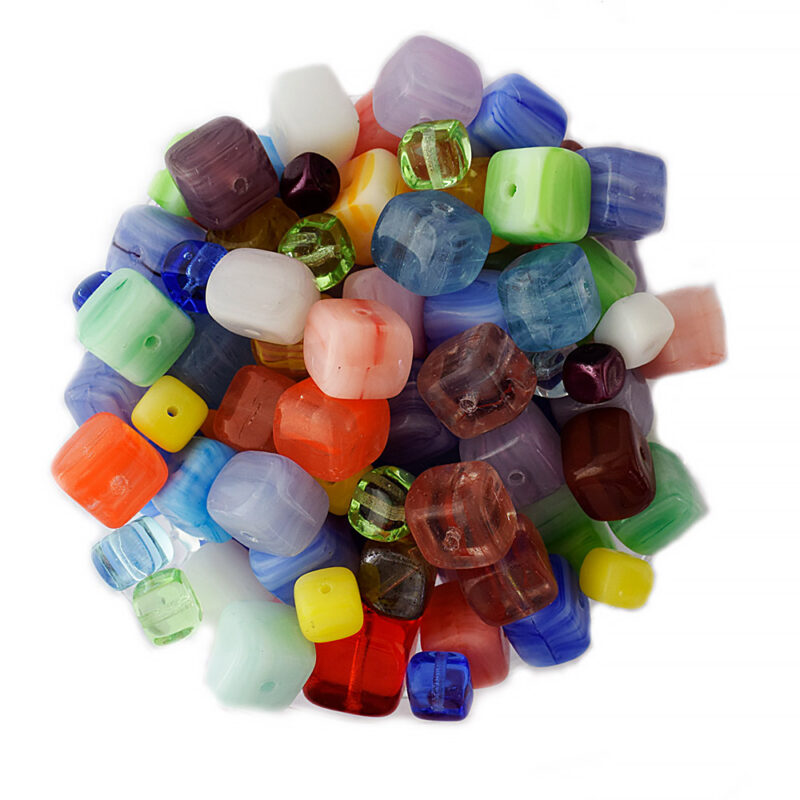 Czech Glass Cube Bead Mix