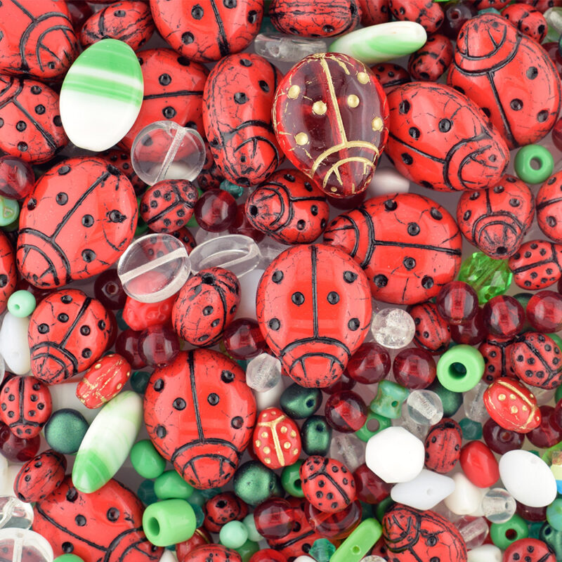 Czech Glass Ladybird Bead Mix