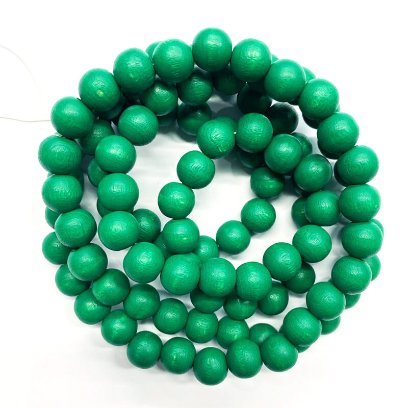 12mm green wooden beads