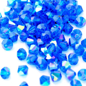 4mm Capri Blue AB Bicone Preciosa Crystal Bead