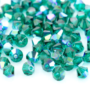 4mm Emerald AB Bicone Preciosa Crystal Bead