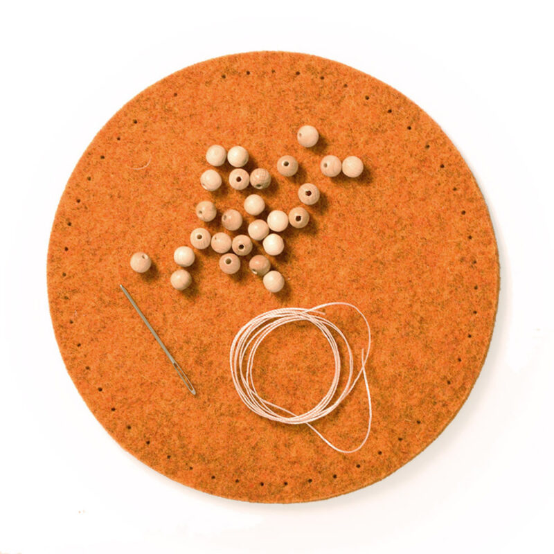 Felt Bowl Kit Orange with Natural Beads