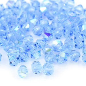 4mm Light Sapphire AB Bicone Preciosa Crystal Bead