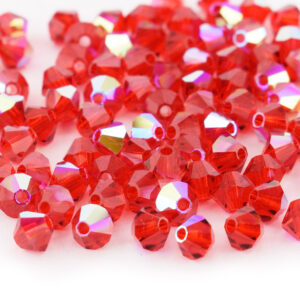 4mm Light Siam AB Bicone Preciosa Crystal Bead