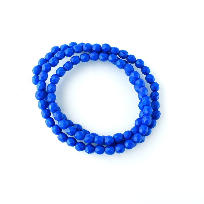 4mm czech faceted glass beads in vivid blue