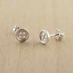 Button Sterling Silver Ear Studs