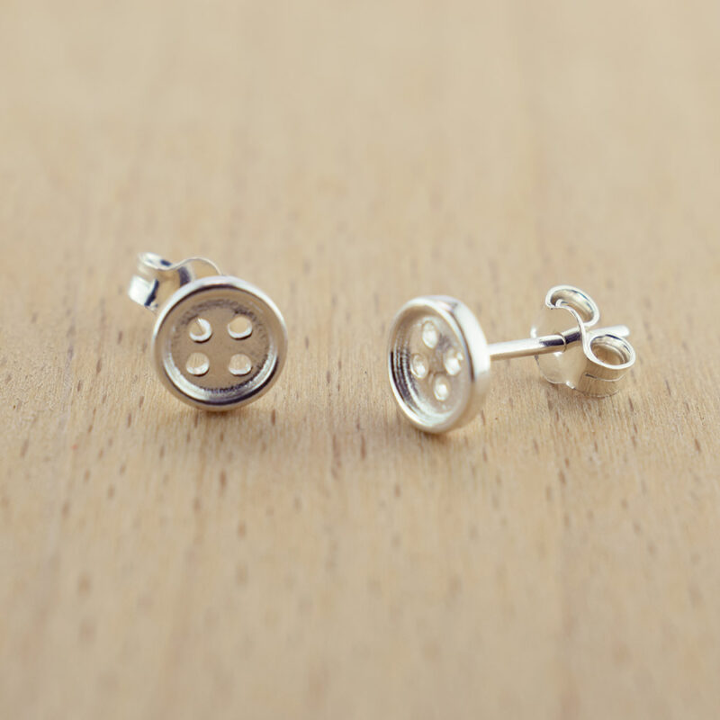 Button Sterling Silver Ear Studs