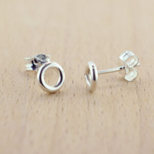 open circle sterling silver ear studs