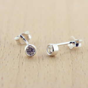 Sterling Silver 3mm Cubic Zirconia Ear Studs