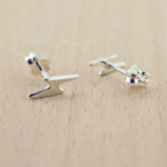 sterling silver lightning bolt ear studs