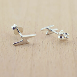 sterling silver lightning bolt ear studs