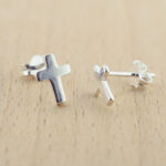 Sterling Silver Cross Stud Earrings