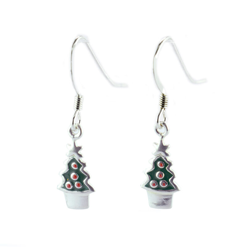 christmas tree sterling silver ear studs